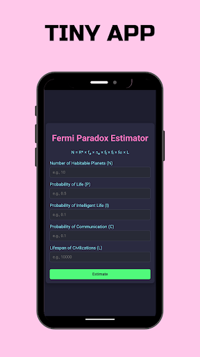 Fermi Paradox Estimator ekran görüntüsü