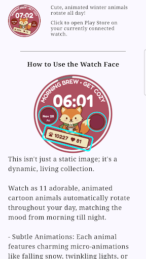 Cute Winter Animals Watch Face ekran görüntüsü