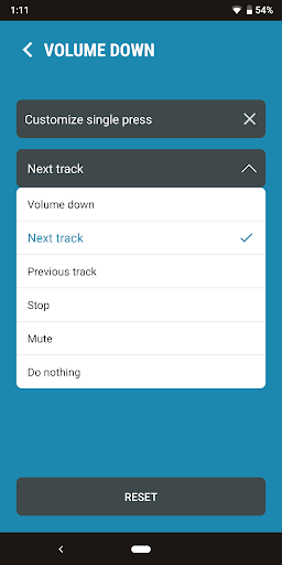 Next Track: Volume button skip ekran görüntüsü