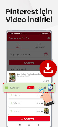 Pinterest Video indirici ekran görüntüsü