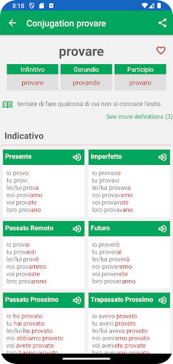 Coniugazione Verbi Italiani ekran görüntüsü