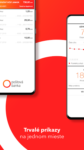 Poštová banka ekran görüntüsü