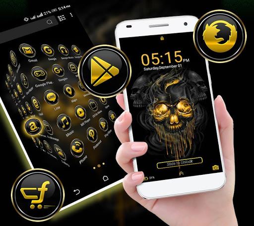 Gold Skull Launcher Theme ekran görüntüsü