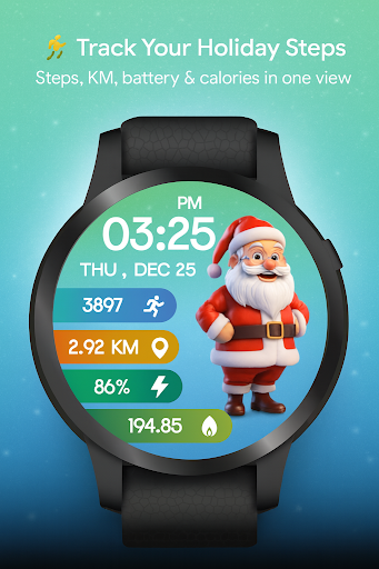 Animated Santa WatchFace -Wear ekran görüntüsü