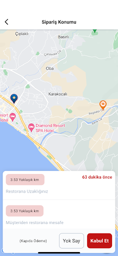 Kurye Yemek Butonu ekran görüntüsü