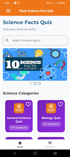 Flash Science Fact Quiz ekran görüntüsü