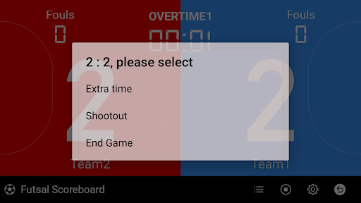 Futsal scoreboard ekran görüntüsü
