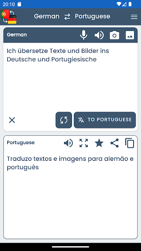 Portuguese German Translator ekran görüntüsü