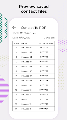 Contact Backup: PDF Text & VCF ekran görüntüsü