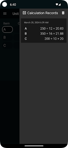 Unit Price Calculator ekran görüntüsü