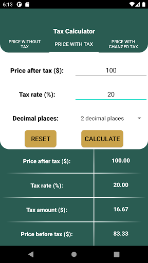 Tax Calculator ekran görüntüsü
