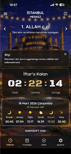 AKINSOFT İmsakiye ekran görüntüsü