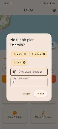 Etraf ekran görüntüsü