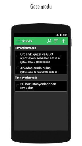 Yapılacaklar listesi, görevler ekran görüntüsü
