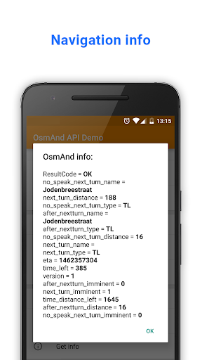 OsmAnd API Demo ekran görüntüsü