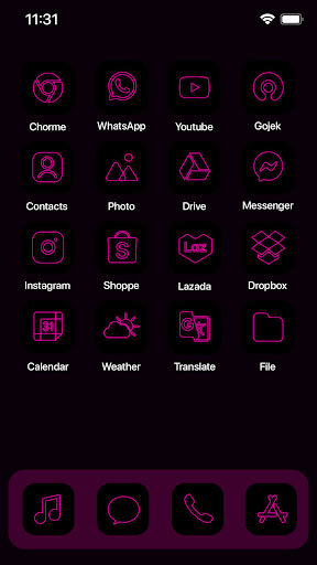 Wow Pink Neon Theme, Icon Pack ekran görüntüsü
