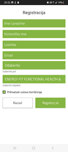 Energy fit fizikal ekran görüntüsü