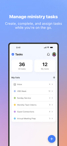 Planning Center Tasks ekran görüntüsü