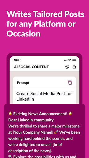 Social Media Content Generator ekran görüntüsü