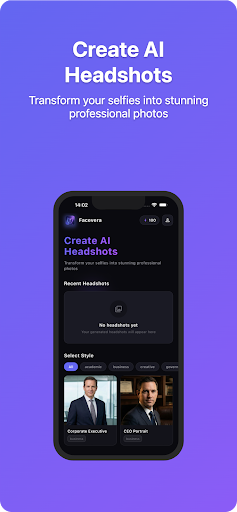 Facevera AI Headshot Generator ekran görüntüsü
