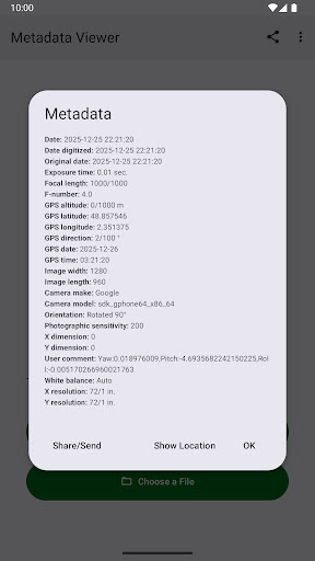 Photo Metadata Viewer ekran görüntüsü