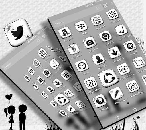 Black And White Launcher Theme ekran görüntüsü