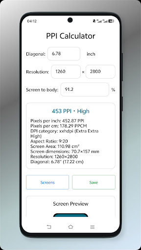 Calculator PPI and DPI ekran görüntüsü