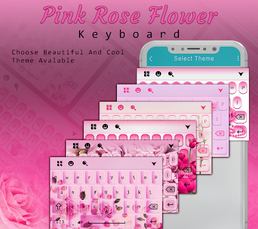 Pink Rose Flower Keyboard ekran görüntüsü