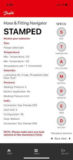 Hose & Fitting Navigator ekran görüntüsü