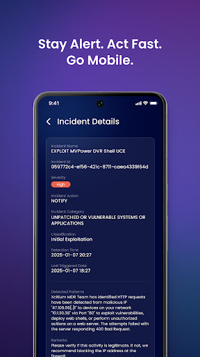Xcitium Mobile SOC ekran görüntüsü
