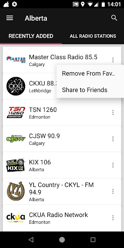Alberta Radio Stations, Canada ekran görüntüsü