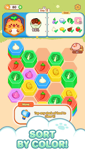 Hexa Food Sort - Sorting Games ekran görüntüsü