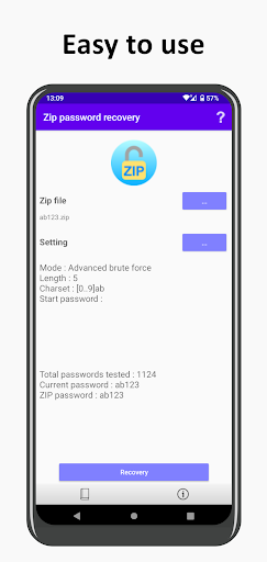 ZIP password recovery ekran görüntüsü