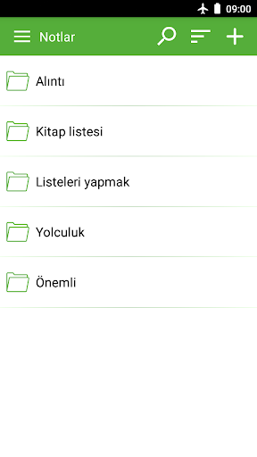 Not Defteri, Notlar, Listeler ekran görüntüsü