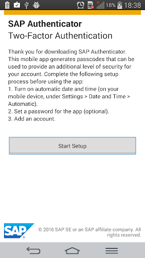 SAP Authenticator ekran görüntüsü