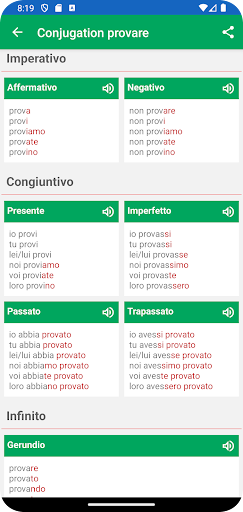 Coniugazione Verbi Italiani ekran görüntüsü