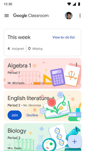 Google Classroom ekran görüntüsü