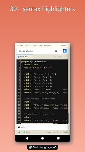 Fortran IDE, Compiler & AI ekran görüntüsü
