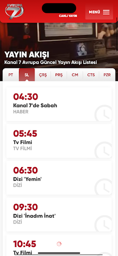 Kanal 7 Avrupa ekran görüntüsü