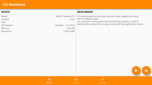 VLC Benchmark ekran görüntüsü