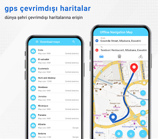 offline harita sürme güzergah ekran görüntüsü