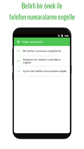 Numara ve SMS mesaj engelleme ekran görüntüsü