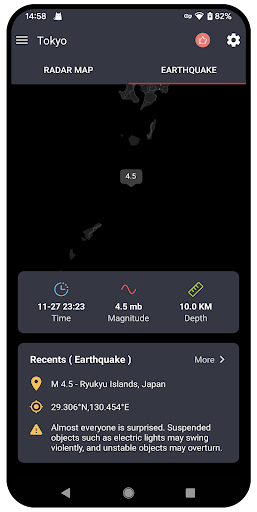 Radar Map & Earthquake Monitor ekran görüntüsü