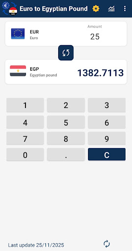 Euro to Egyptian Pound convert ekran görüntüsü