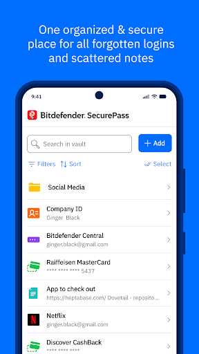 Bitdefender SecurePass ekran görüntüsü