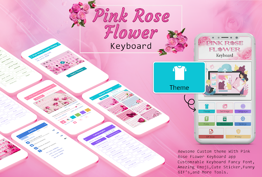 Pink Rose Flower Keyboard ekran görüntüsü