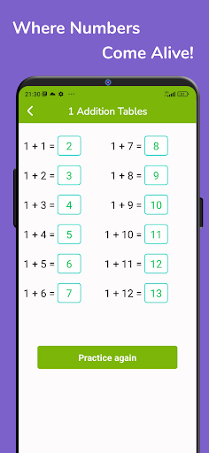 Addition Tables ekran görüntüsü