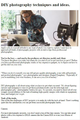 How to DIY Photography ekran görüntüsü