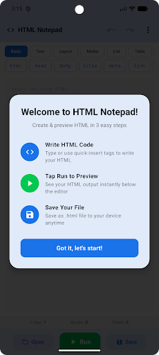 Notepad for HTML ekran görüntüsü