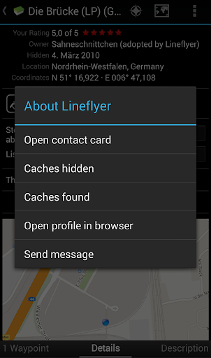 c:geo - contacts plugin ekran görüntüsü